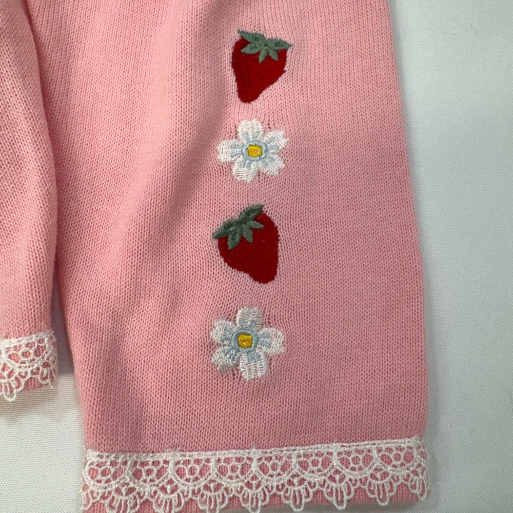 NWOT Dolls Kill x Strawberry Shortcake Pink Embroidered Crop Cardigan Medium - Picture 13 of 13